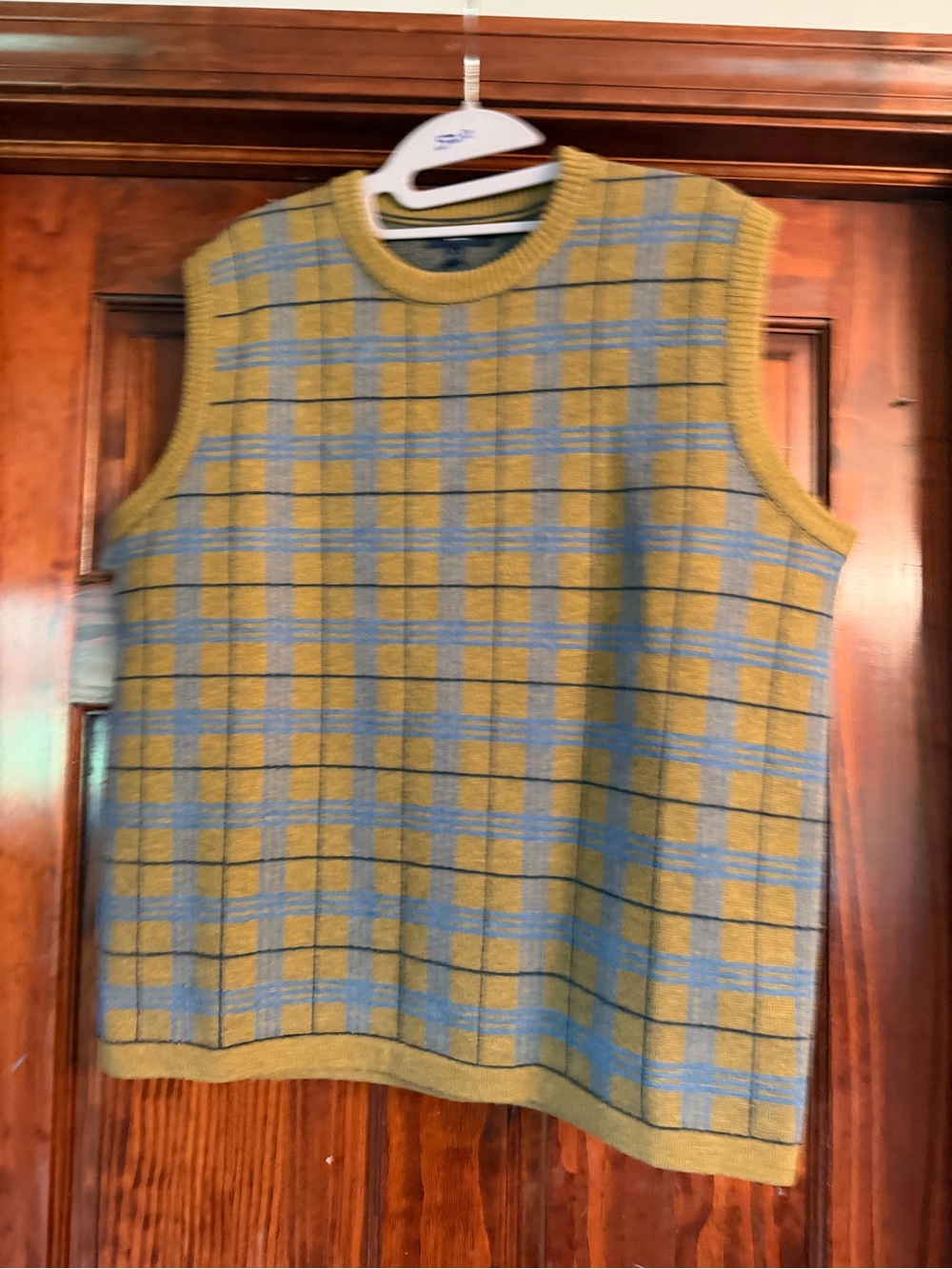 Burberry Yellow and Blue Plaid Knit Vest